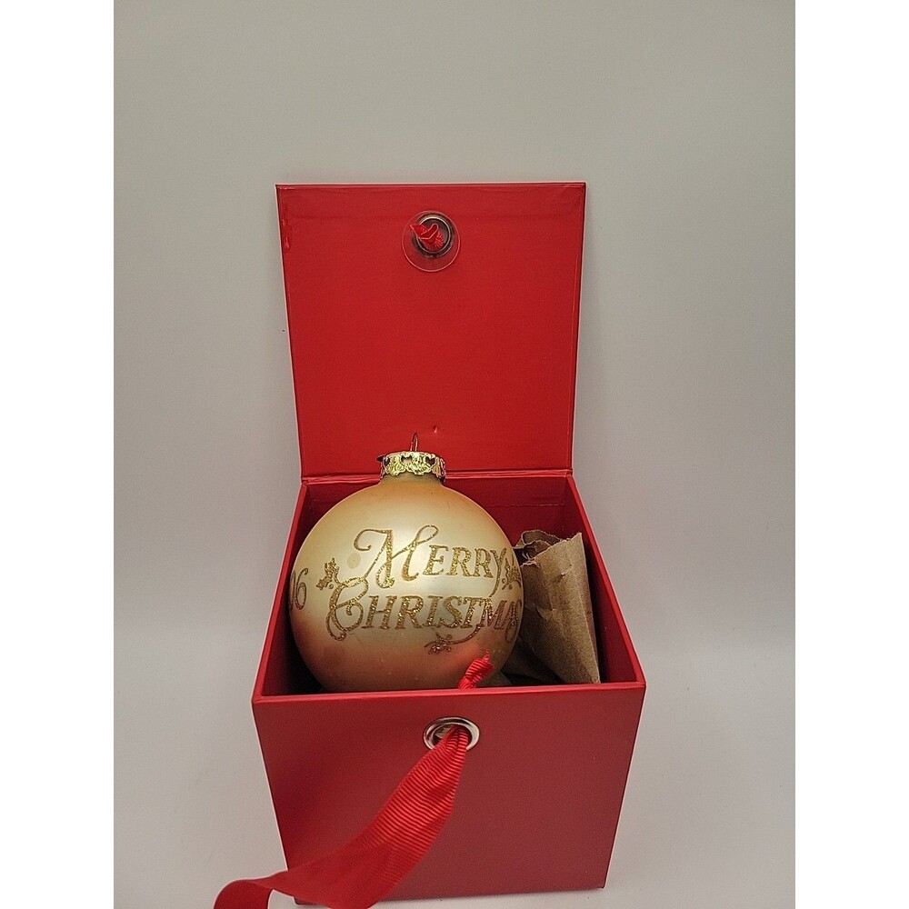 2006 VINTAGE- Large Gold Glitter Merry Christmas Ornament Germany